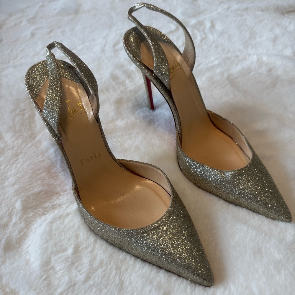 Christian Louboutin Silver Glitter Heels